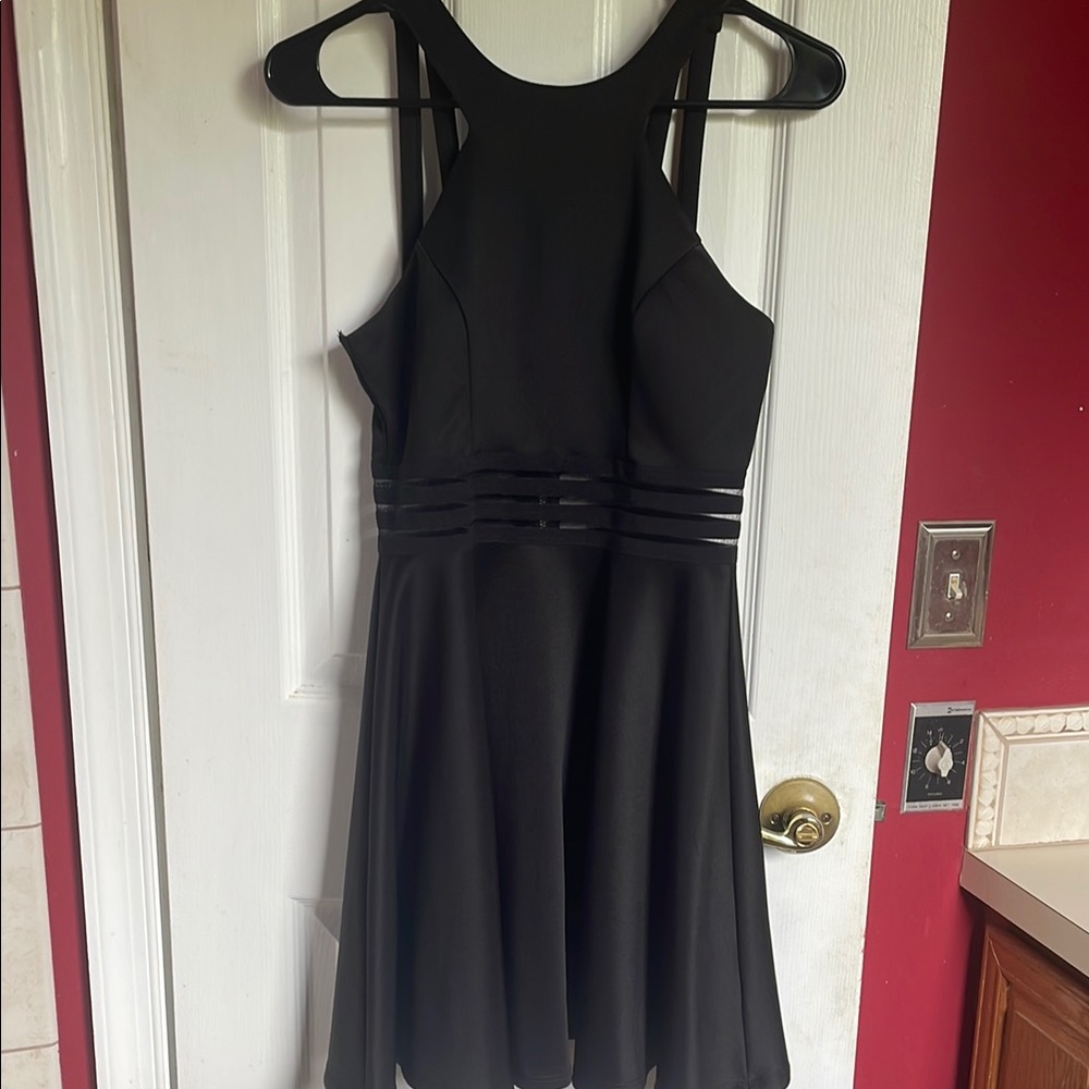 City Studio Black Halter Fit and Flare Dress